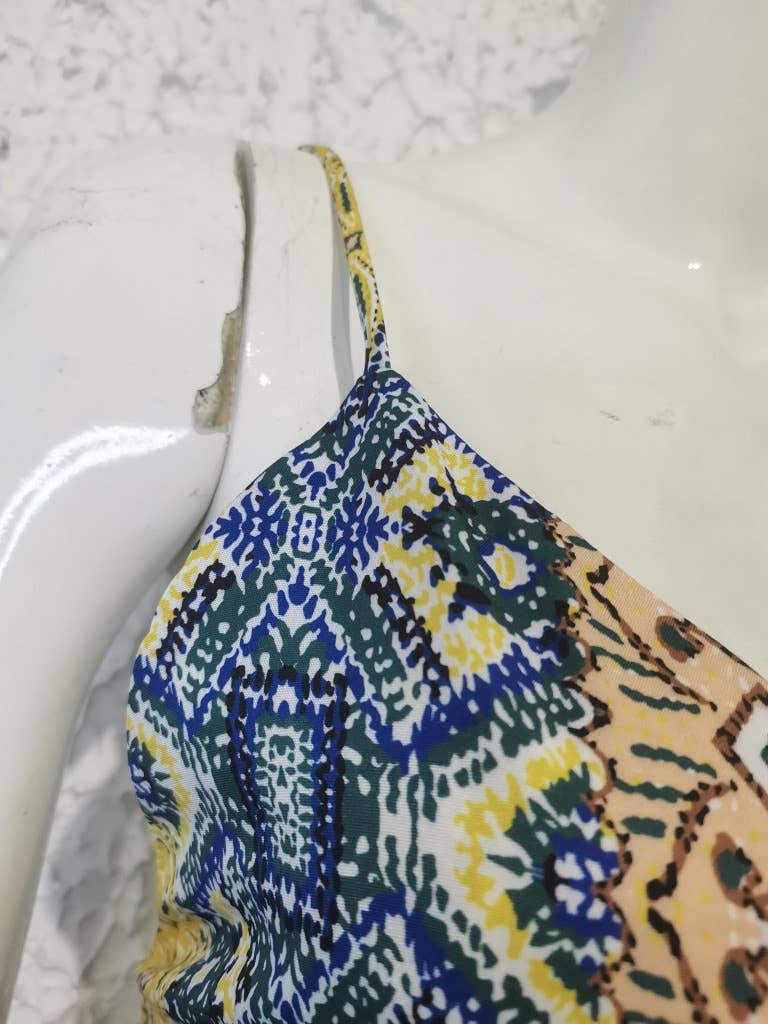 V-Neck Halter Halter Print Dress