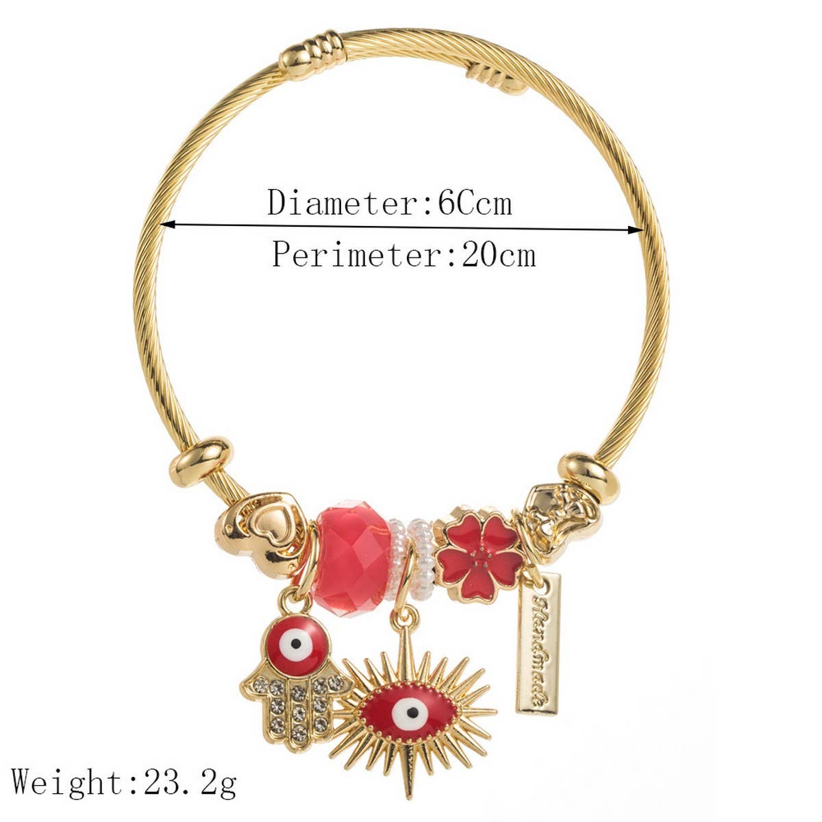 Trendy Evil Eye Charm Stainless Steel Bracelet_Cwmm8612