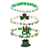 MULTI LEAF CLOVER LETTER SIMPLE BEADED BRACELET_CWAJE1475