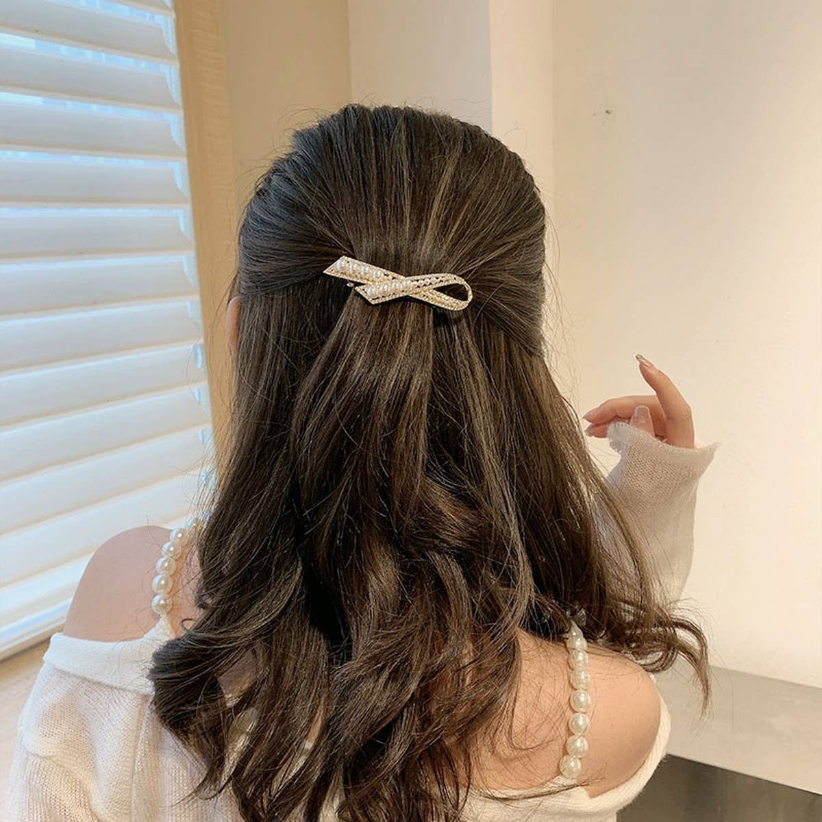 BOW PEARL HAIRPIN BANGS CLIP SIDE CLIP_CWAHA4784