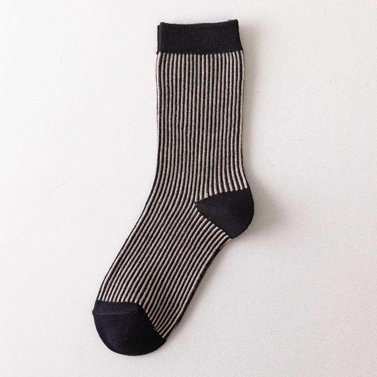 SIMPLE STRIPED MID CALF SOCKS_CWMS0662