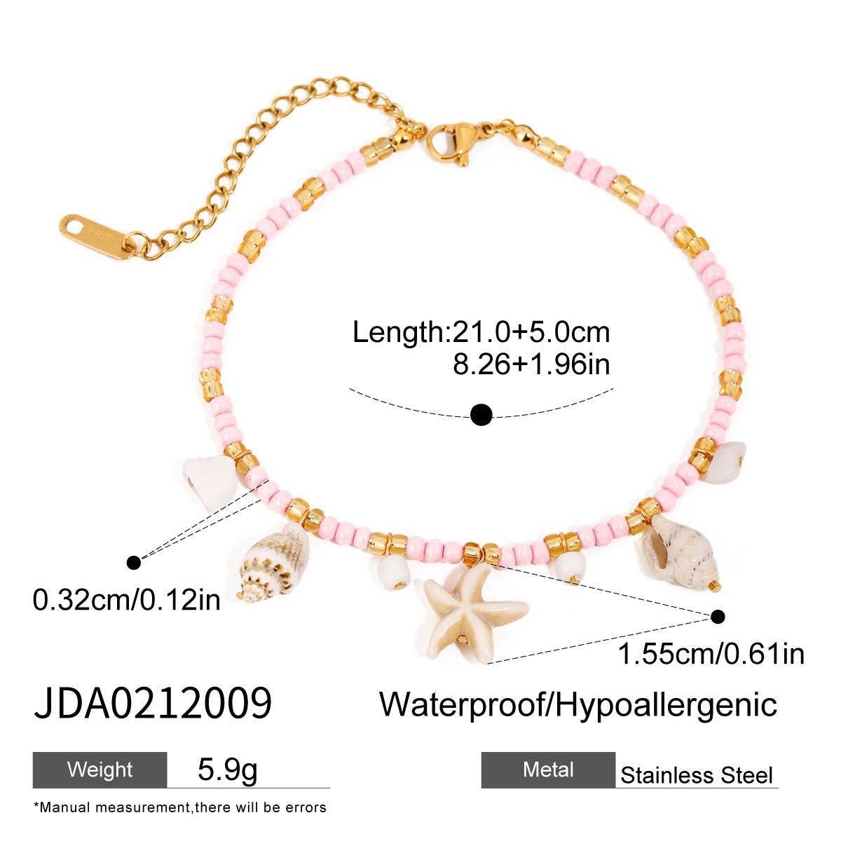 18K GOLD SHELL BEAD ANKLET STAINLESS STEEL_CWAJE4755