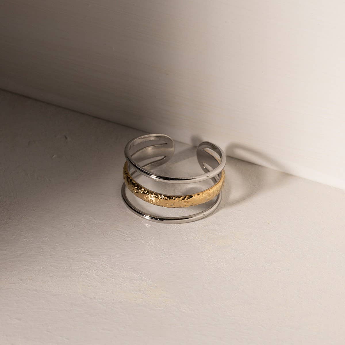 STAINLESS STEEL COLOR MATCHING THREE LAYER RINGS_CWAJE1240