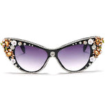 Vintage Diamond Jewelry Cats Eye Sunglasses_Cwasg0791