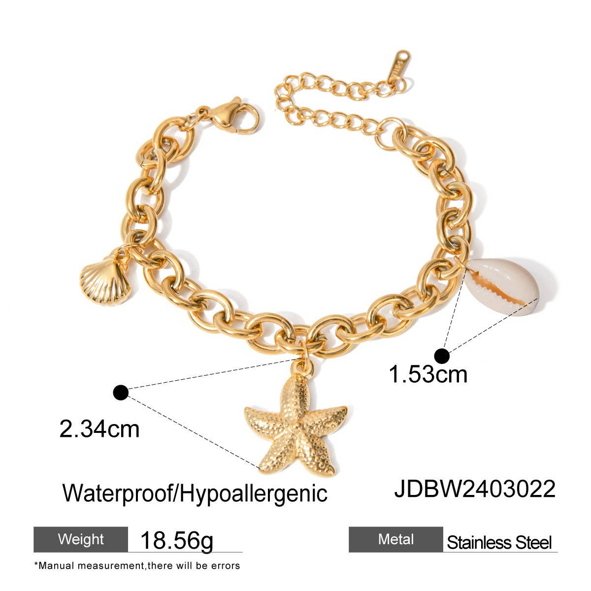 MINIMALIST 18K GOLD STARFISH SHELL CONCH BRACELET_CWAJE4769