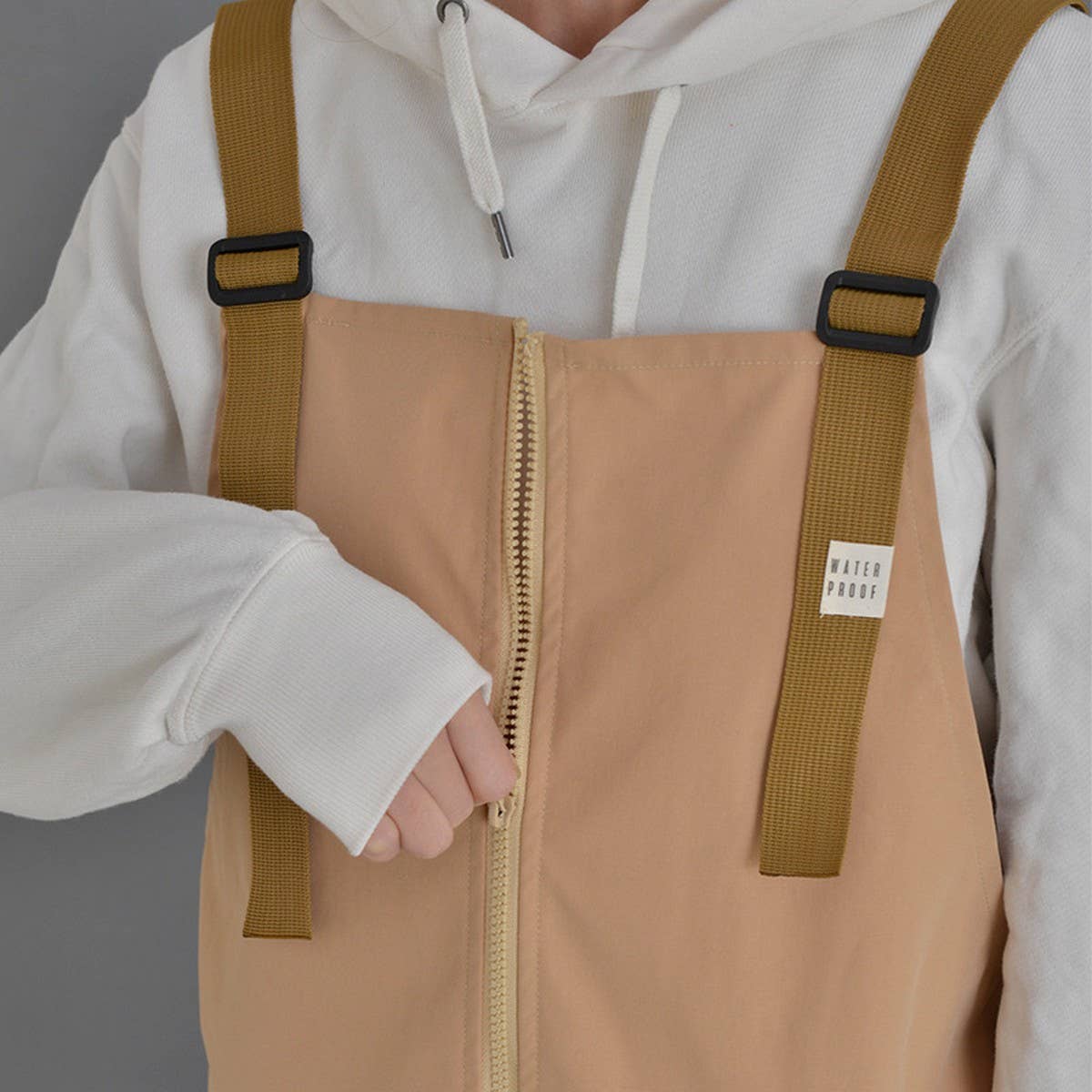 ADJUSTABLE ZIPPER APRONS WITH POCKETS WORK CLOTHES_CWMM3307