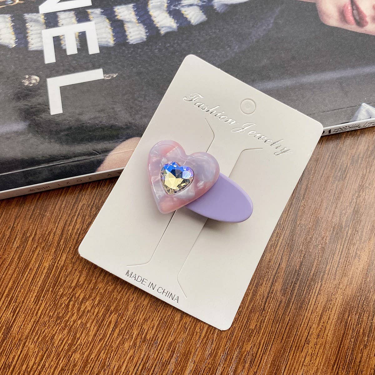 CHILDRENS CUTE HEART SHAPED DIAMOND HAIRPIN_CWAHA0730