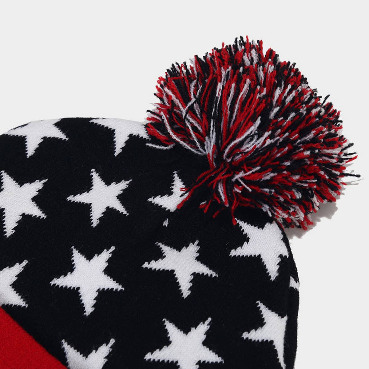 FASHION STRIPED JACQUARD POM POM KNITTED HAT_CWAH1614