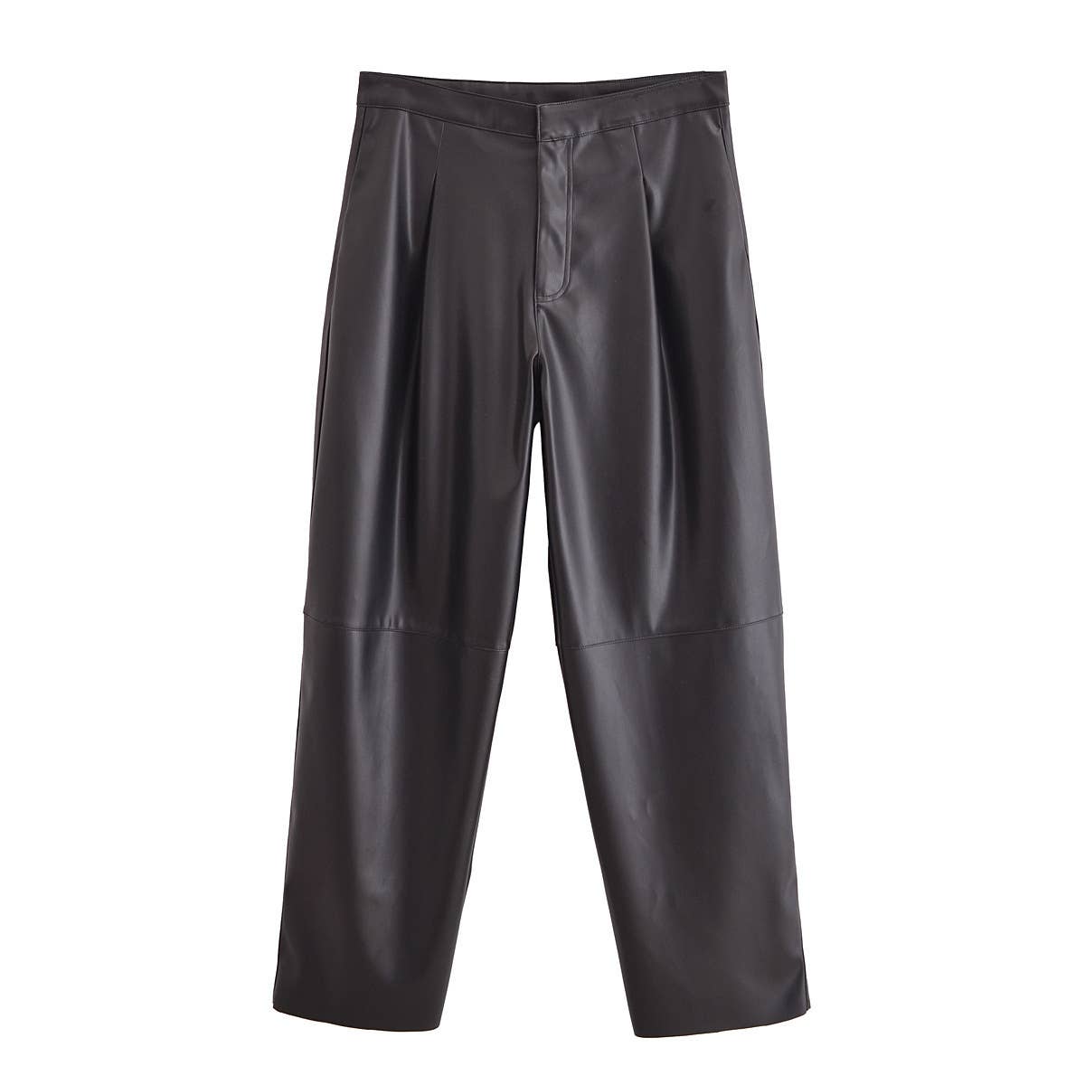 Stylish Pu Leather Casual Straight Leg Pants