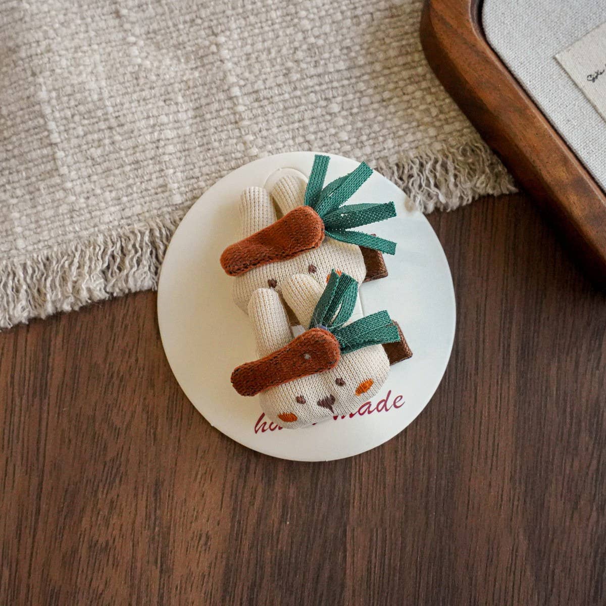 Handmade Bunny Cherry Fabric Hair Clip_Cwaha08354
