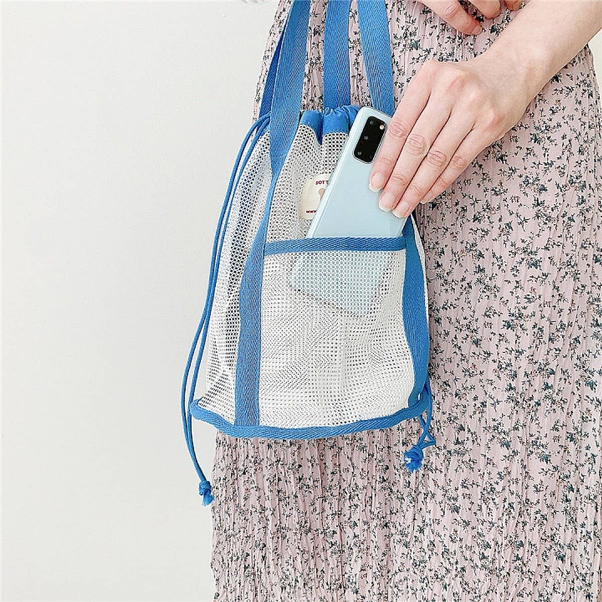 MESH DRAWSTRING BEACH BAG BREATHABLE STORAGE BAG_CWAB1925