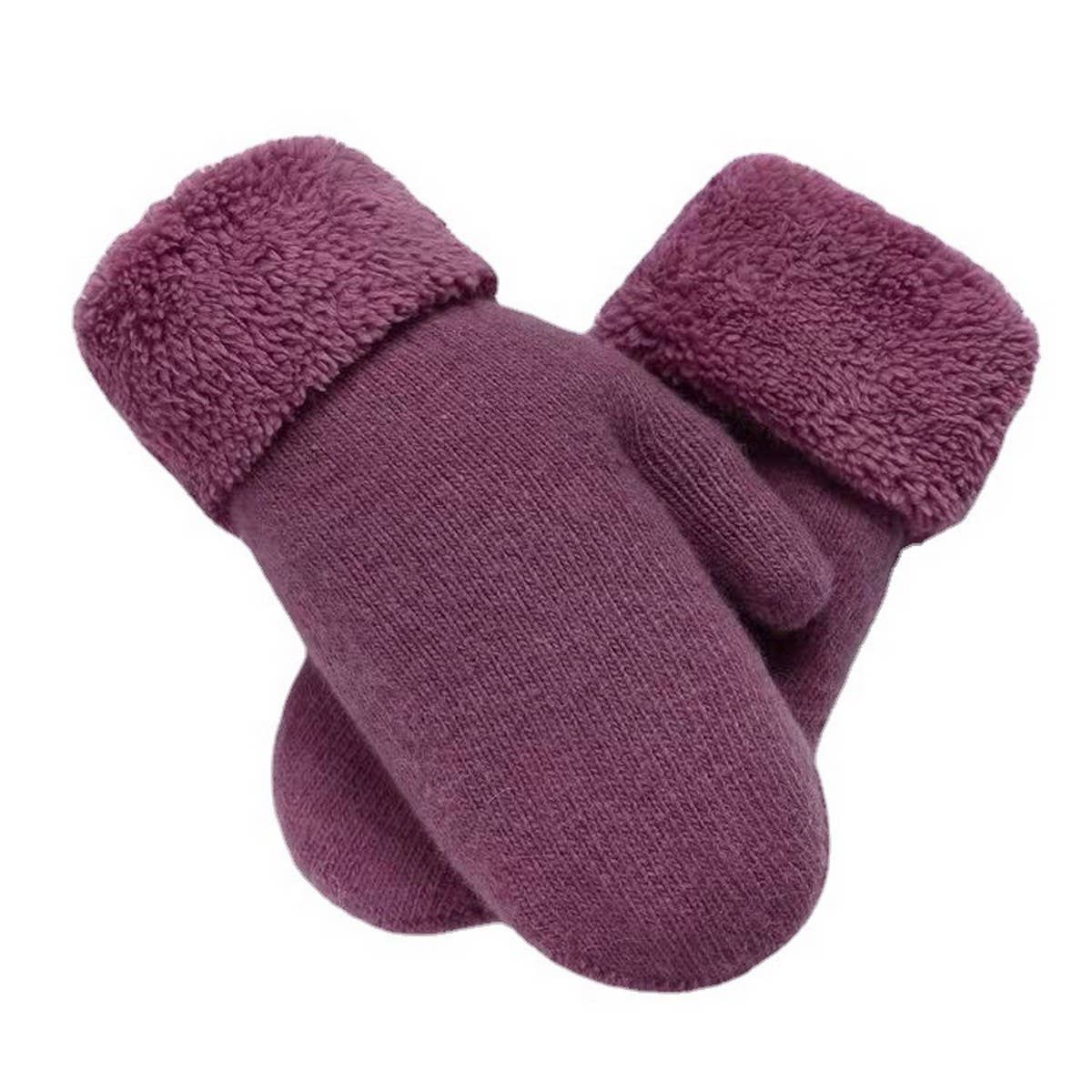 CUTE BUNNY FUR MITTENS WARM DOUBLE FLEECE_CWAG0250