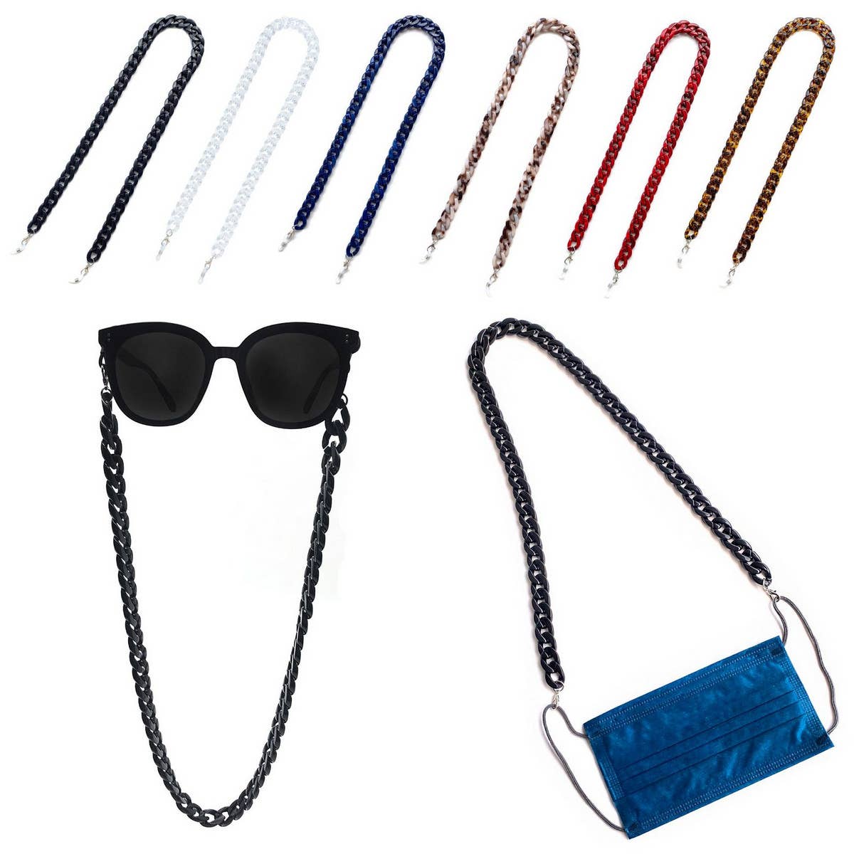 BLACK NON SLIP CHAIN GLASSES LANYARD_CWMM1170