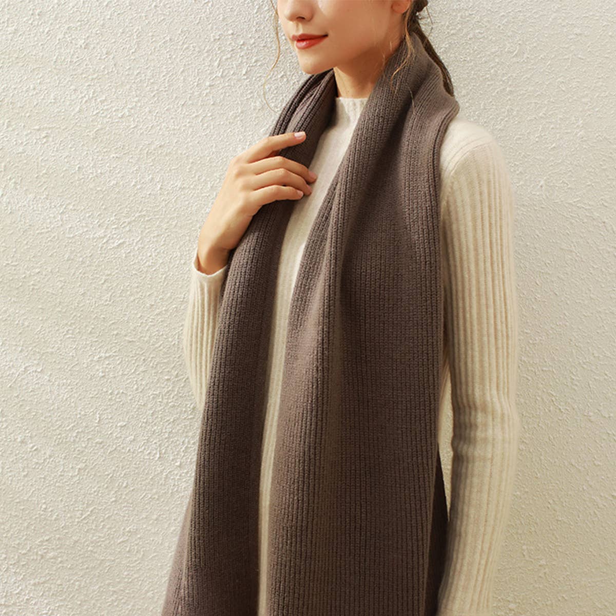 SOLID KNIT FAUX CASHMERE SCARF FOR WOMEN_CWASC0334