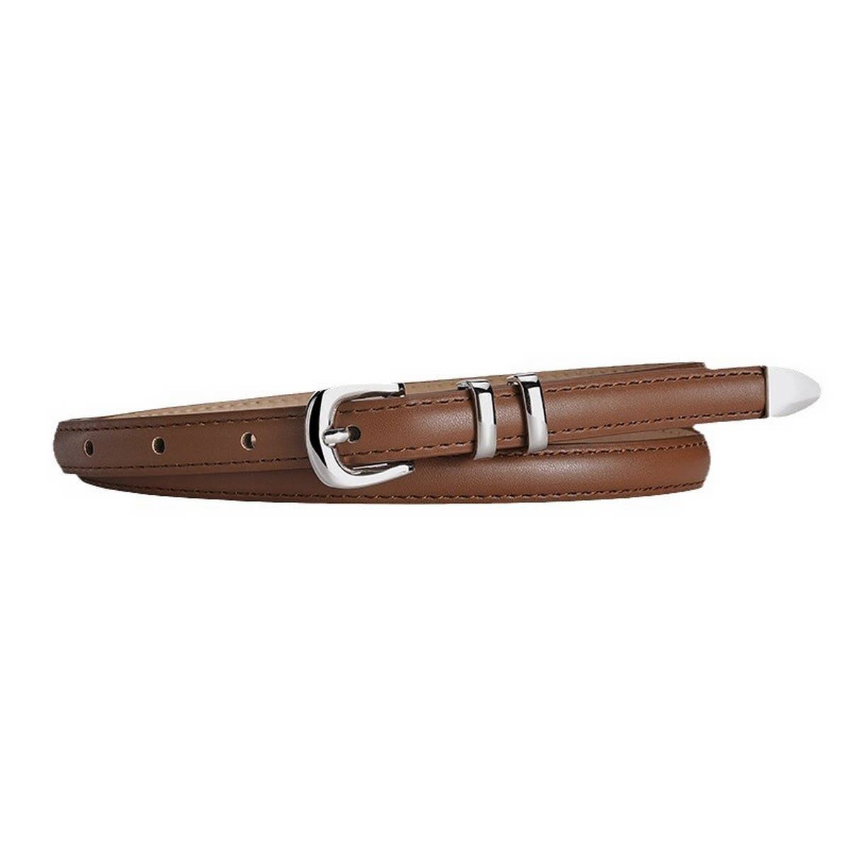 Cwabe0881_Simple And Versatile Silver Buckle Belt