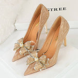 POINTED TOE PEARL RHINESTONE BOW HIGH HEELS_CWSHH0101