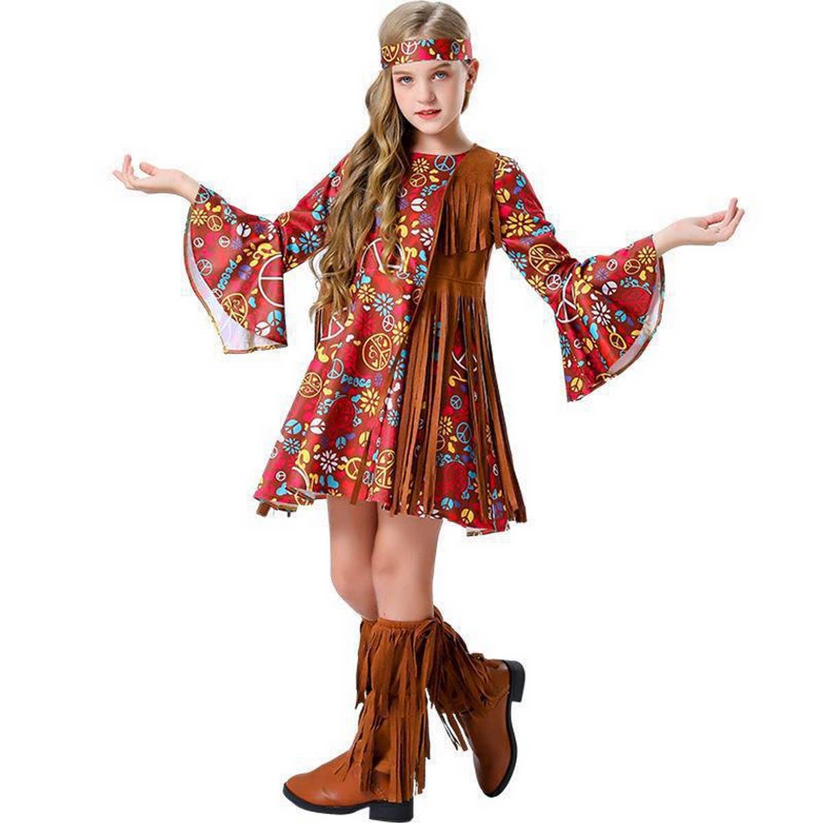 CHILDRENS HALLOWEEN DISCO HIPPIE DRESS SET_CWMM1513