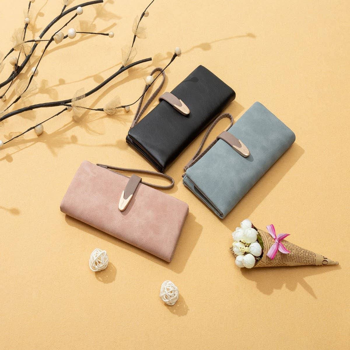 CASUAL FASHION BUCKLE LONG WOMENS WALLET_CWAB2335