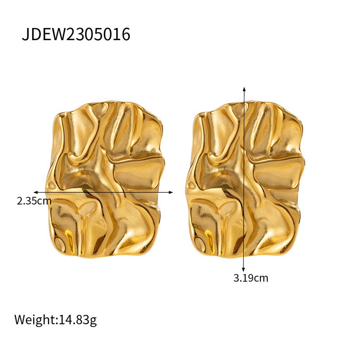 GEOMETRIC STAINLESS STEEL WRINKLE STUD EARRINGS_CWMM2353