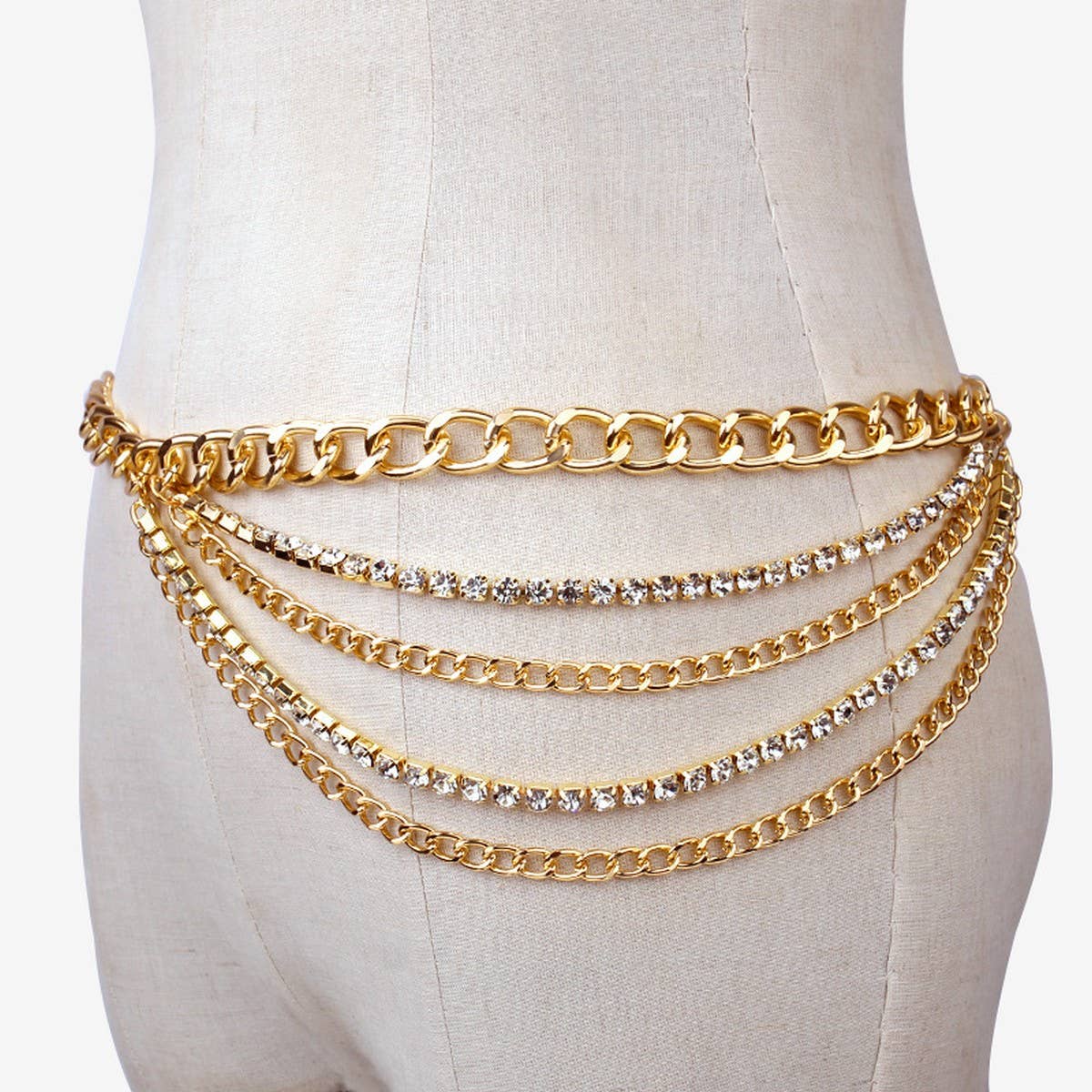 MULTI LAYER DIAMOND STUDDED RETRO WAIST CHAIN_CWMM0668