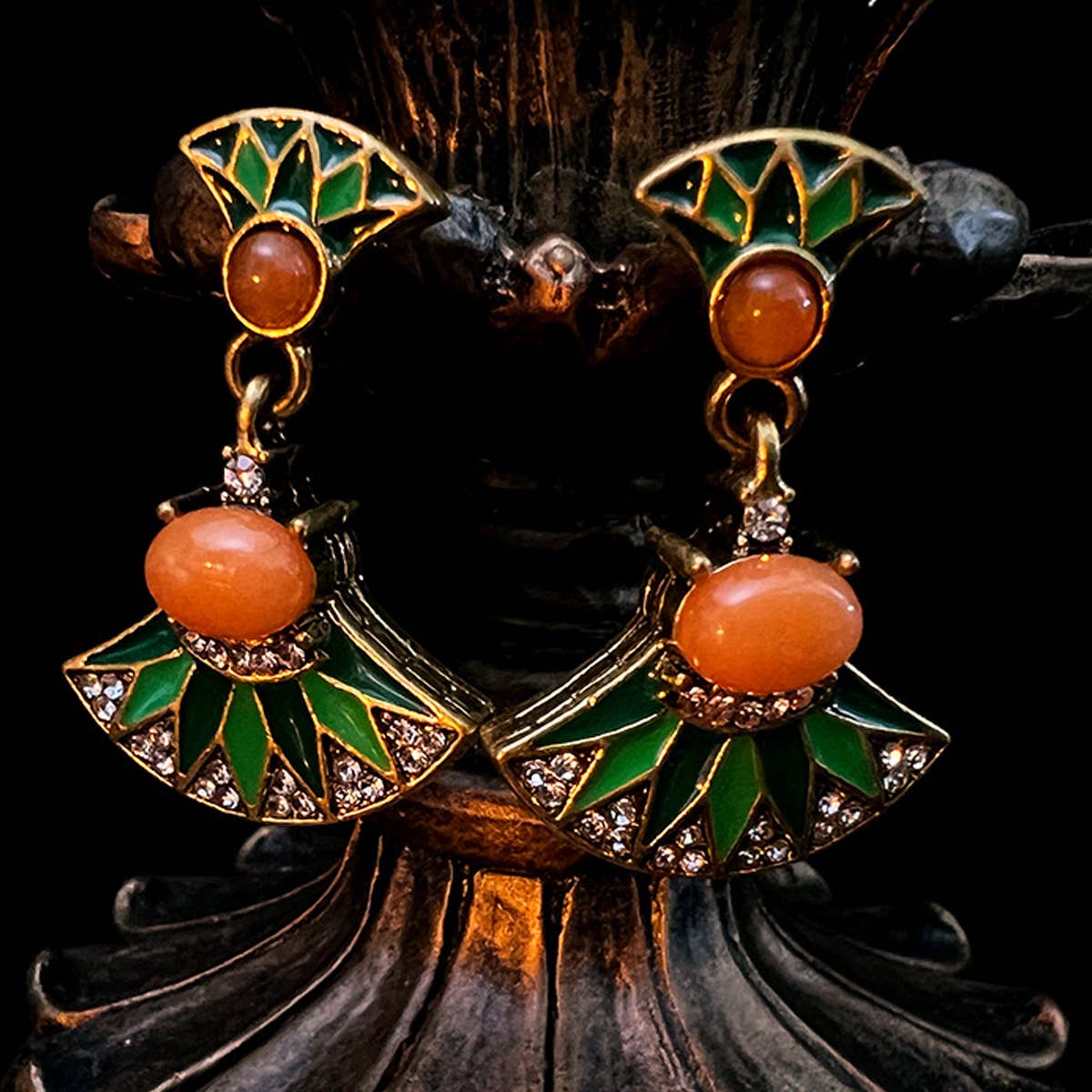 RETRO FAN SHAPED EARRINGS_CWAJE1111