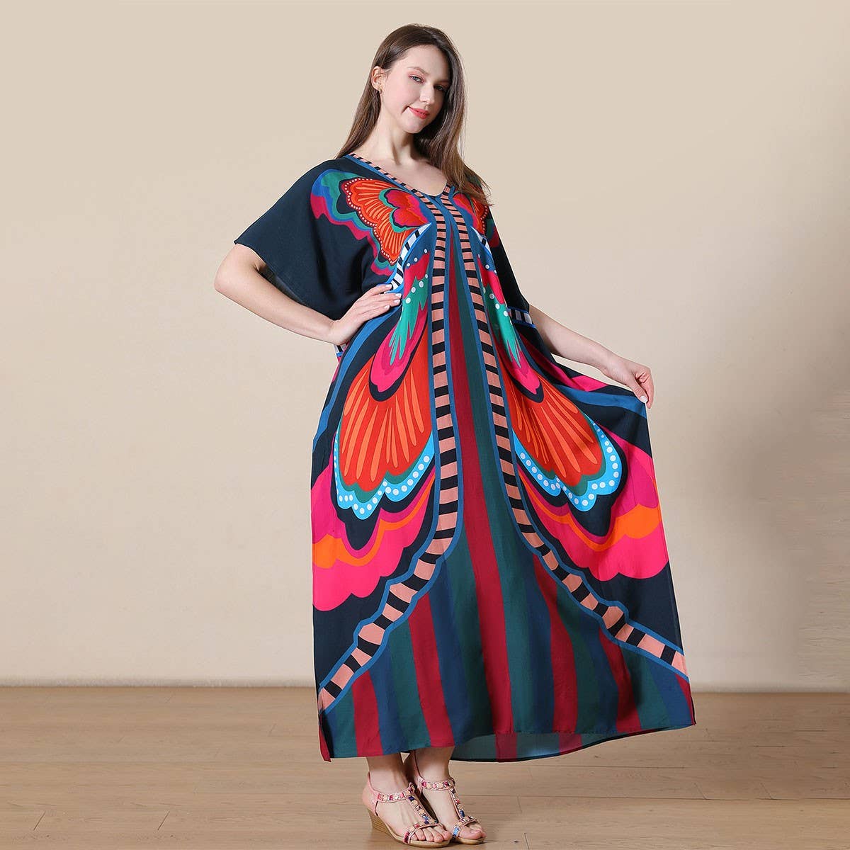 LOOSE FIT COTTON BIKINI BEACH DRESS COVER UP_CWMM6143