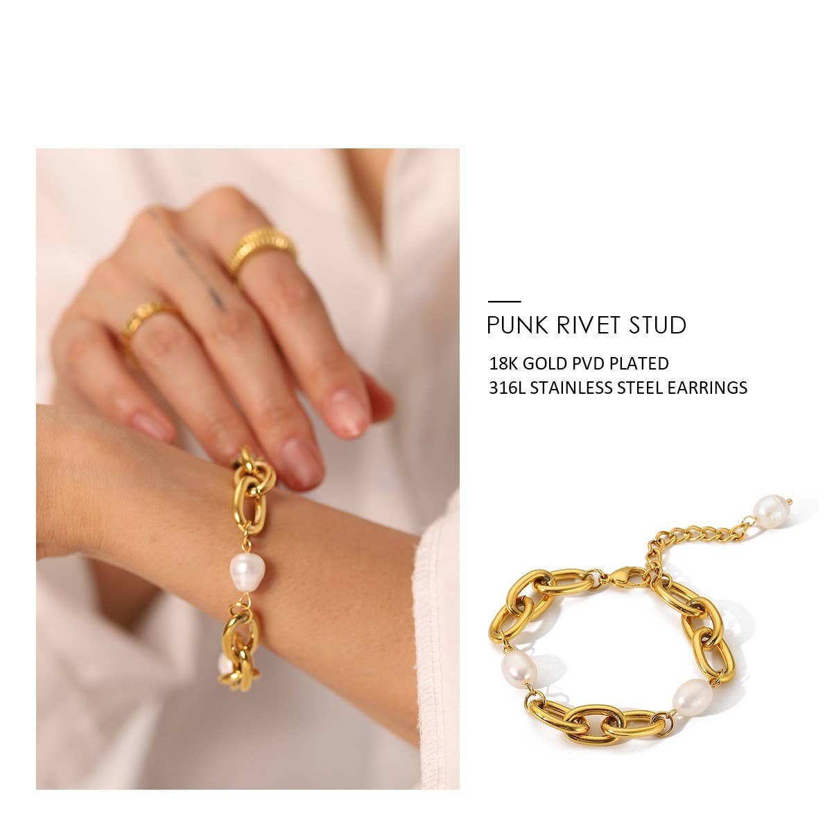 FRENCH VINTAGE FRESHWATER PEARL CUBAN BRACELET_CWAJE4635