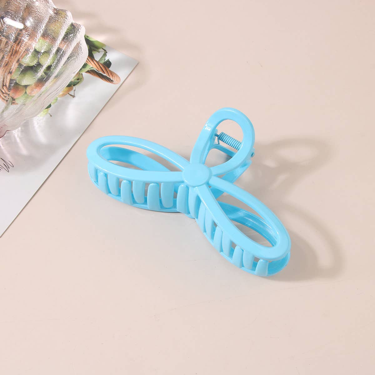 5 12 GLOSSY RESIN BOW HAIR CLAW CLIPS FOR WOMEN_CWAHA0486