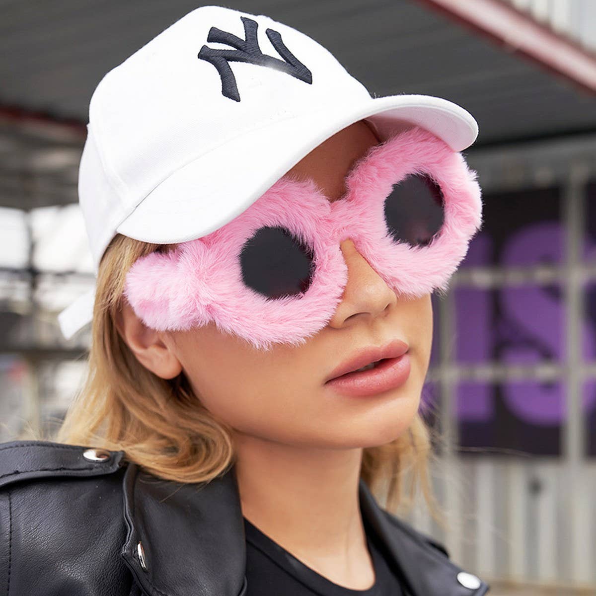 ROUND FRAME PLUSH FULL COVERAGE SUNGLASSES_CWASG0644