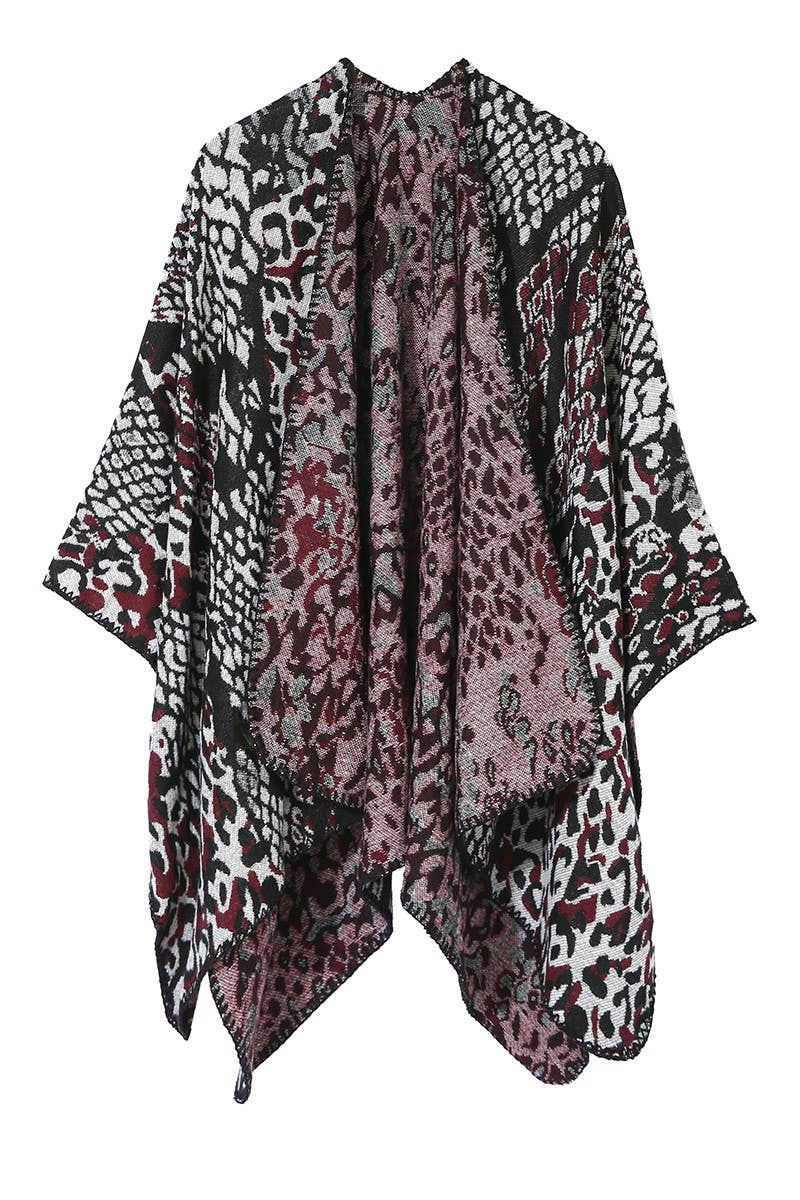 LEOPARD PRINTING SHAWL WRAP CAPE PONCHOS_CWASC042