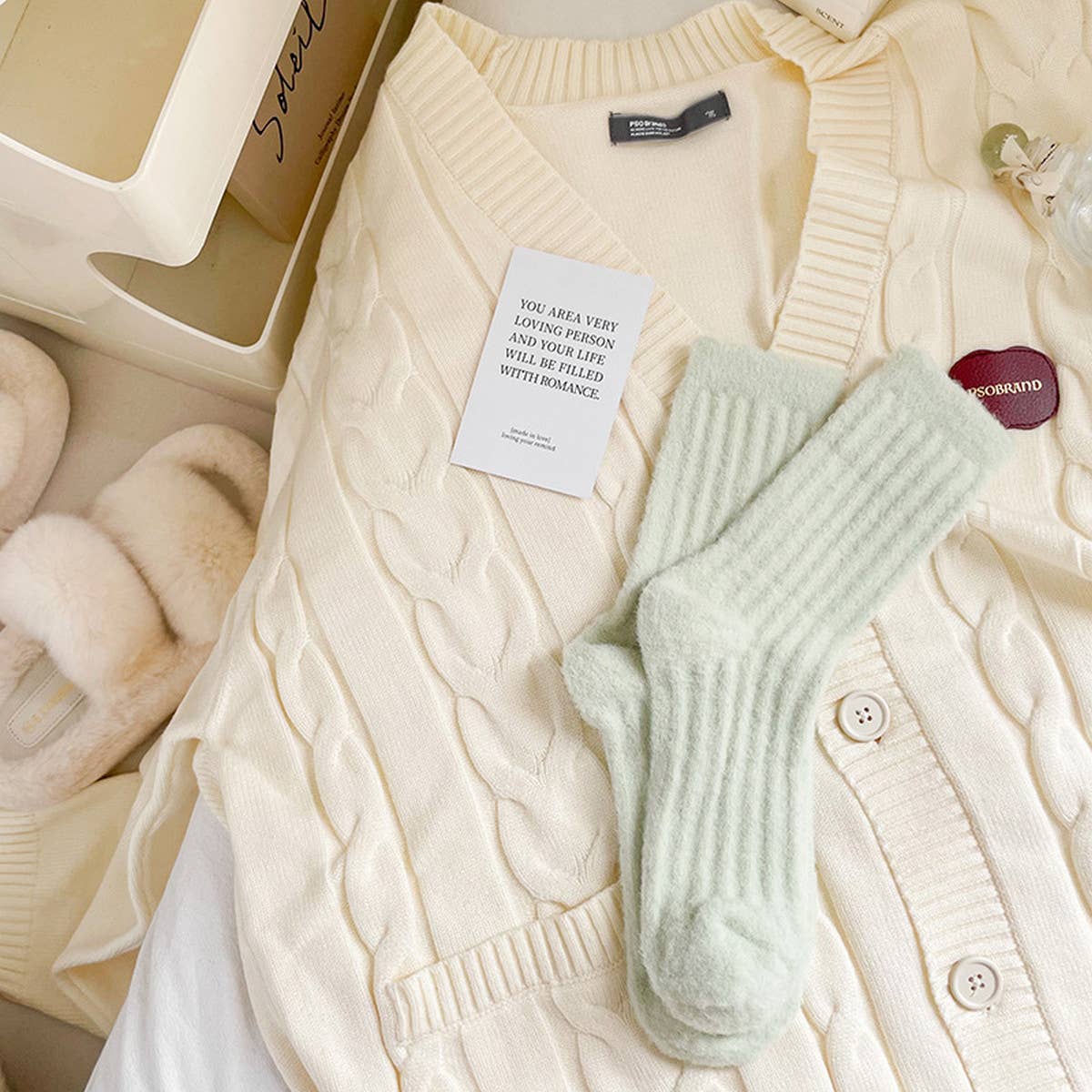 SOLID COLOR TWIST THICK WARM SOCKS_CWMS0879