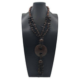 BOHEMIAN COCONUT WOOD BEAD LONG NECKLACE_CWMM4552