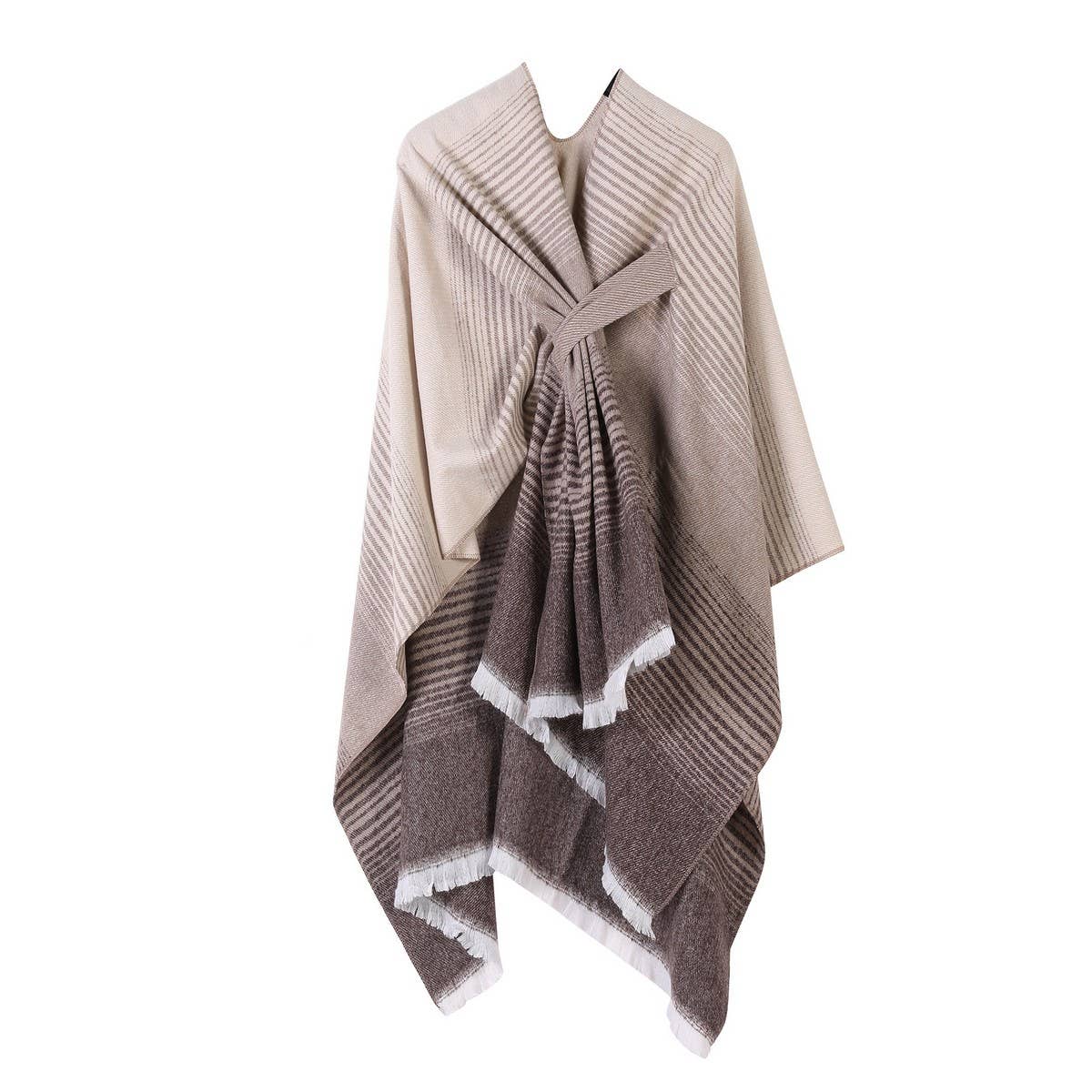 Wear Scarf Knitted Side Strap Shawl Cape_Cwasc2254