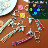 RETRO WESTERN SKULL KEYCHAIN WITH GLOW BULL HEAD_CWAB5092
