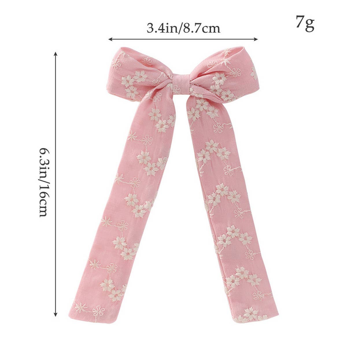 Childrens Ribbon Bow Embroidered Hairpin
