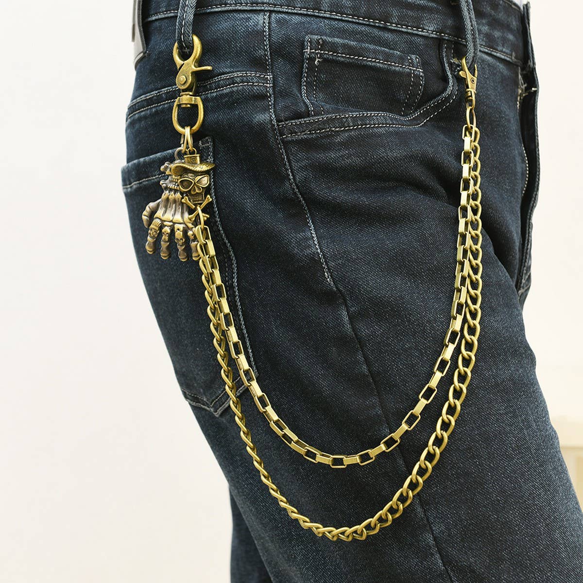 PUNK SKULL PENDANT MULTI LAYERED TROUSER CHAIN_CWMM4883