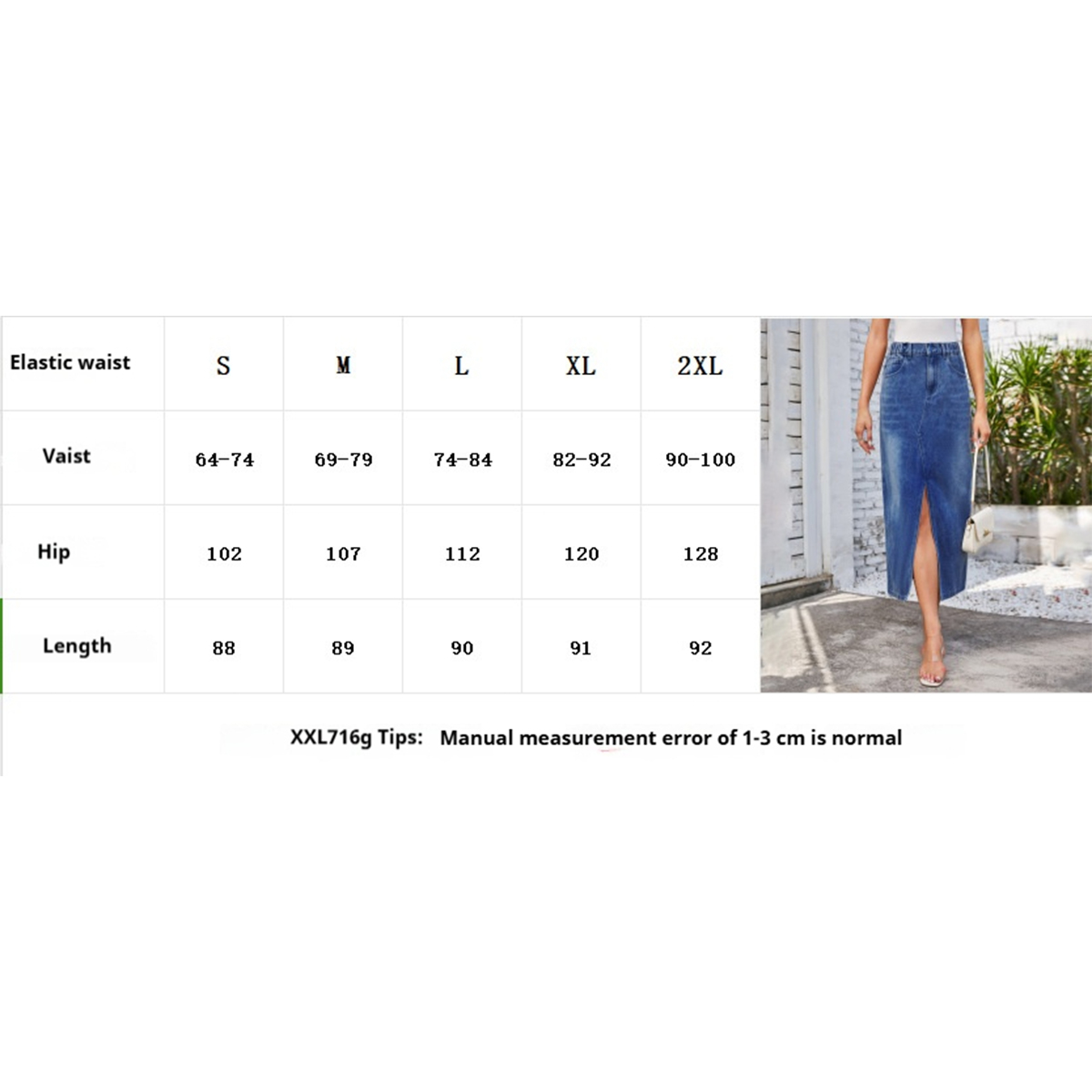 Wome Washed Denim Midi Skirt With Slit_Cwjsk0196