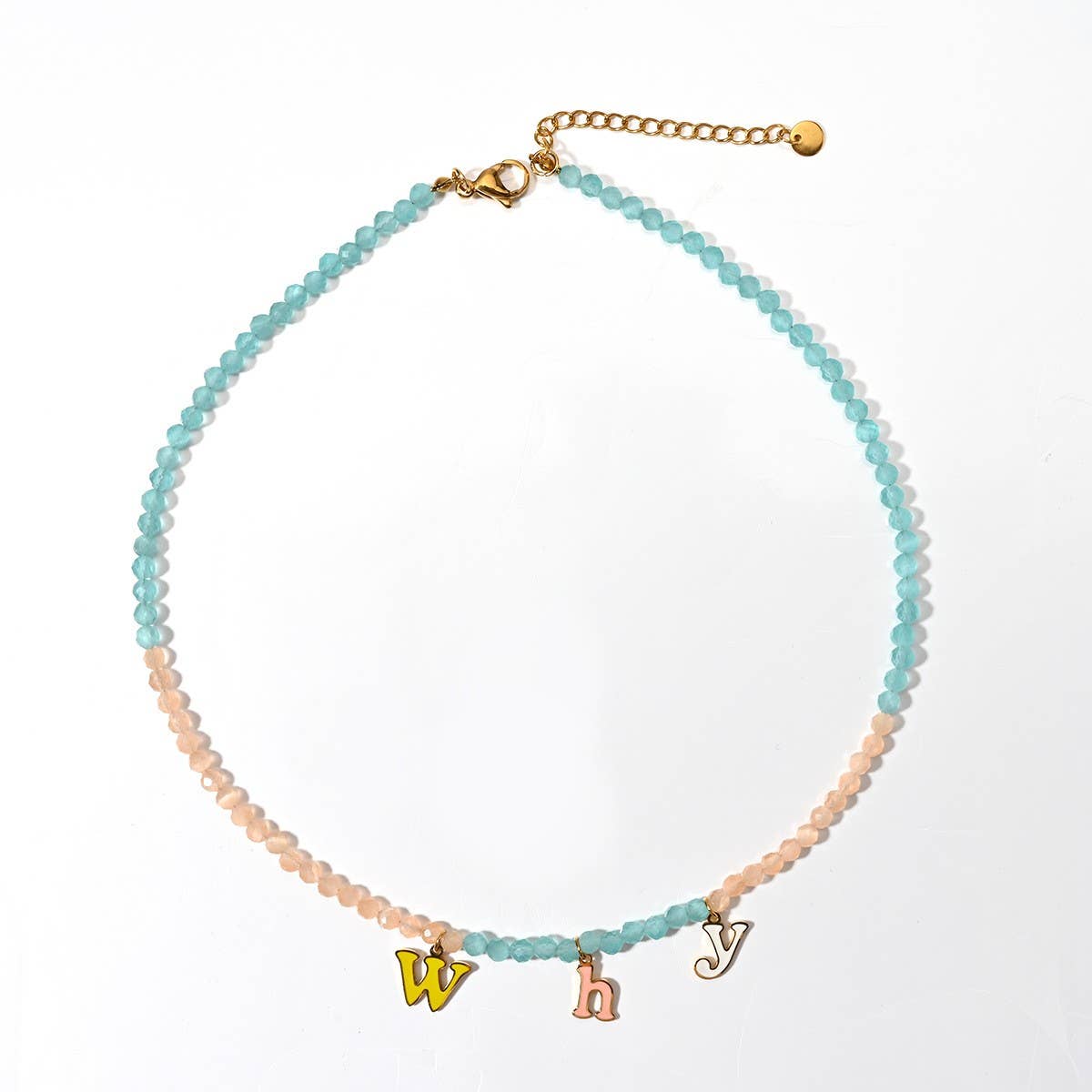 ELEGANT HANDMADE STONE NECKLACE WITH STEEL PENDANT_CWMM8818