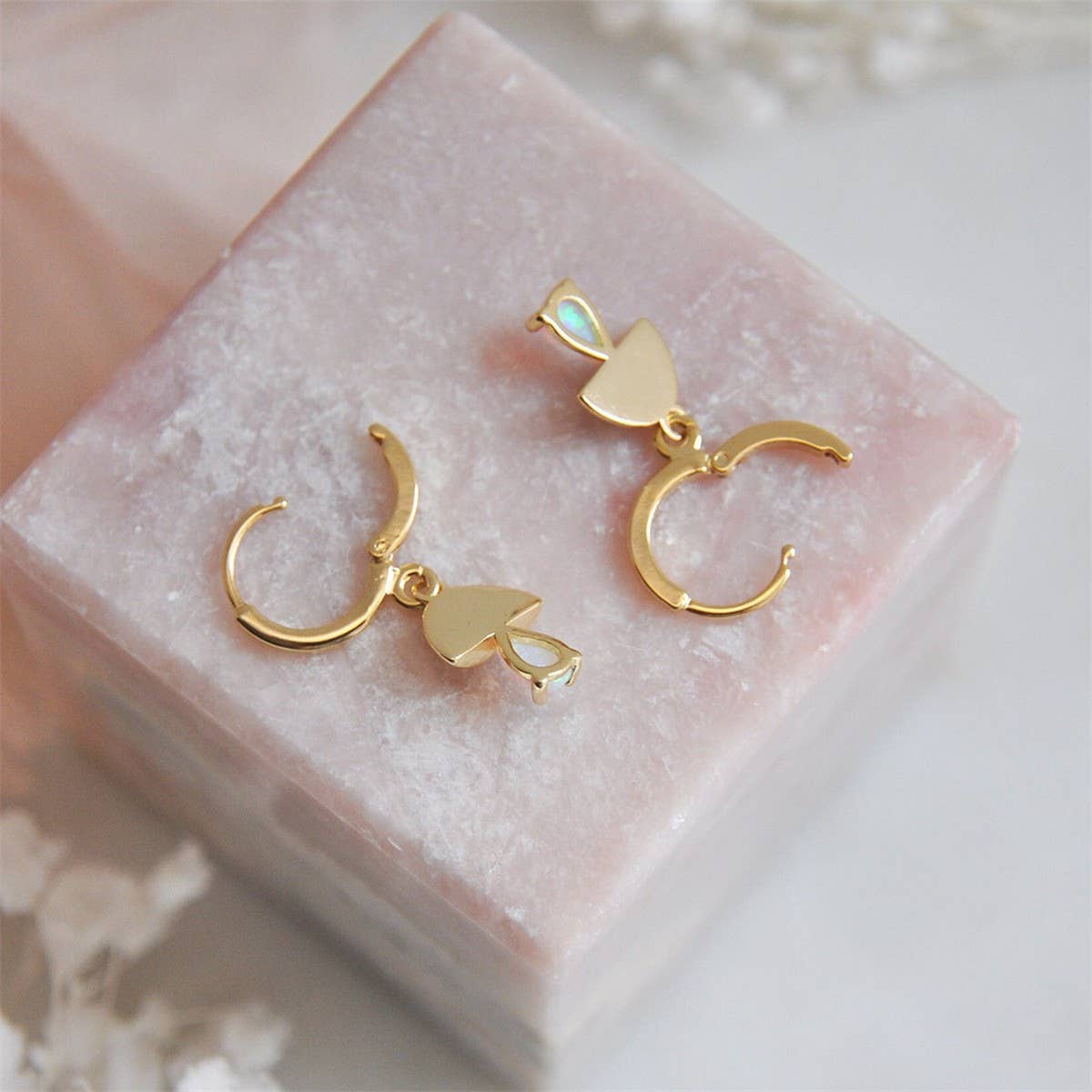 LOCK CHARM OPAL DROP EARRINGS COLORFAST JEWELRY_CWAJE5109