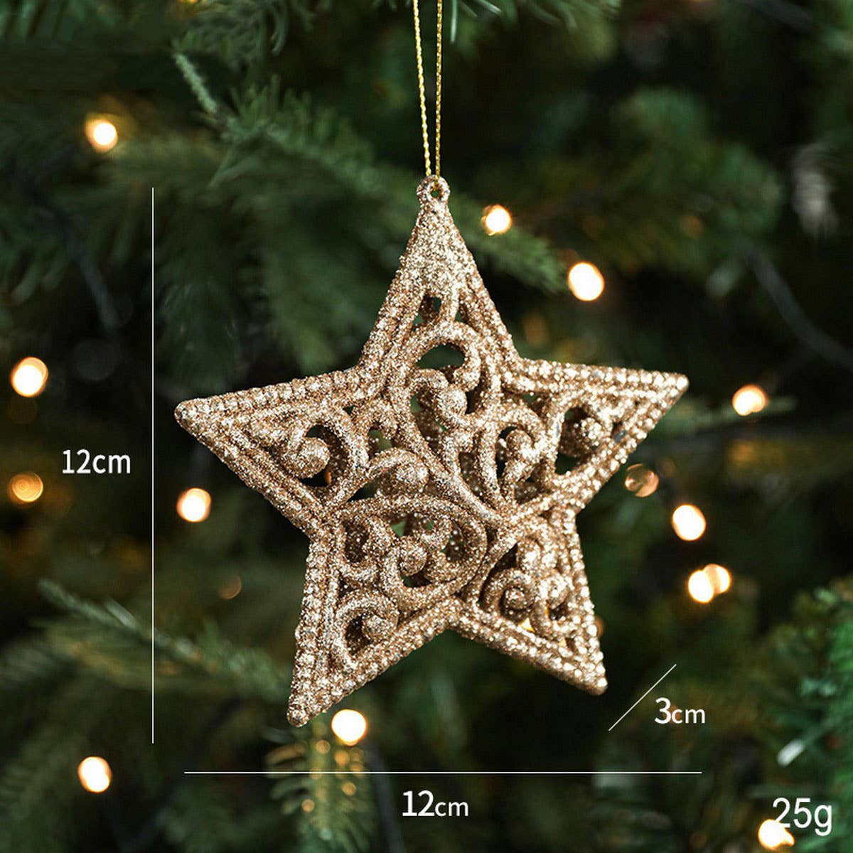 CHAMPAGNE GLITTER PLASTIC CHRISTMAS ORNAMENT_CWMM9756