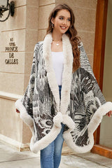Cwocal0870_Peacock Flower Knitted Cape Thickened Shawl