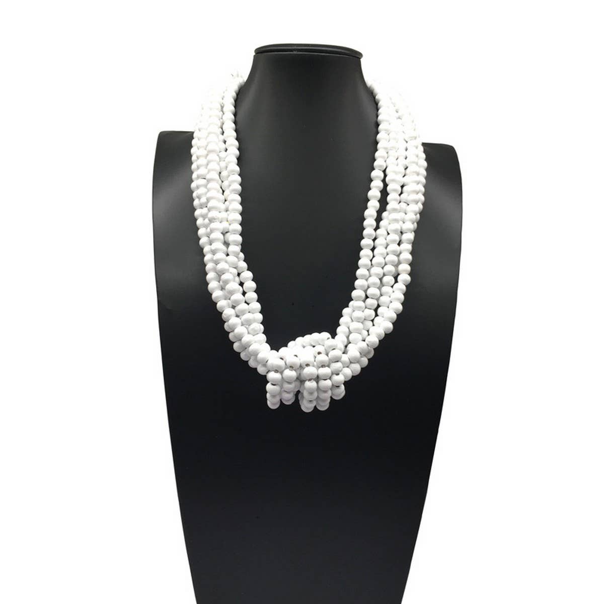 BOHEMIAN MULTI LAYER WOODEN BEAD KNOT NECKLACE_CWMM4735