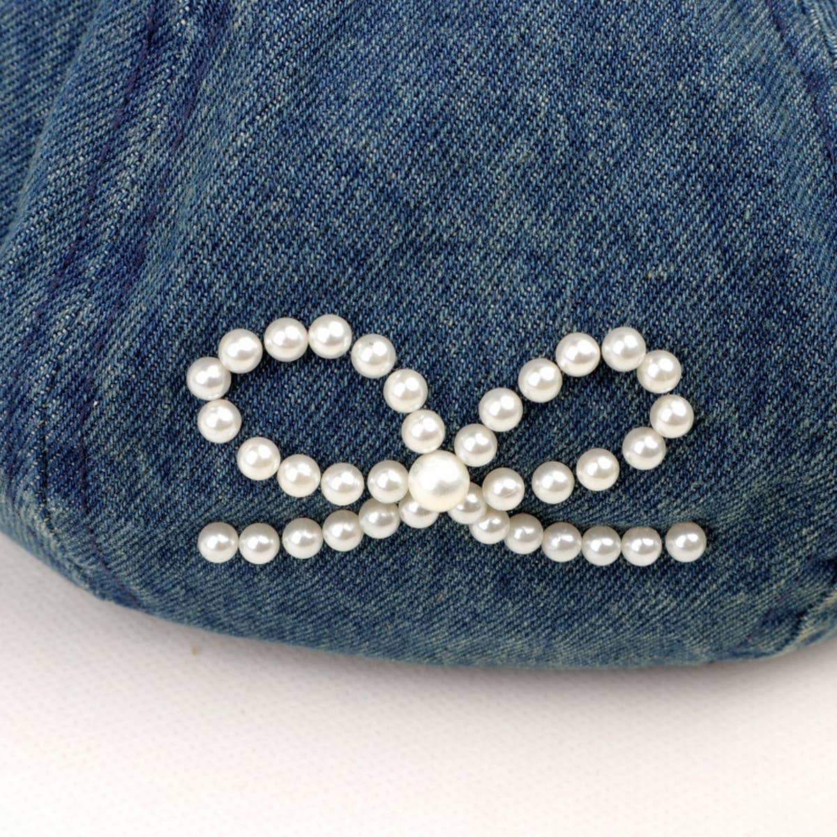 2024 NEW RETRO DENIM PEARL BOW BERET_CWAH1541