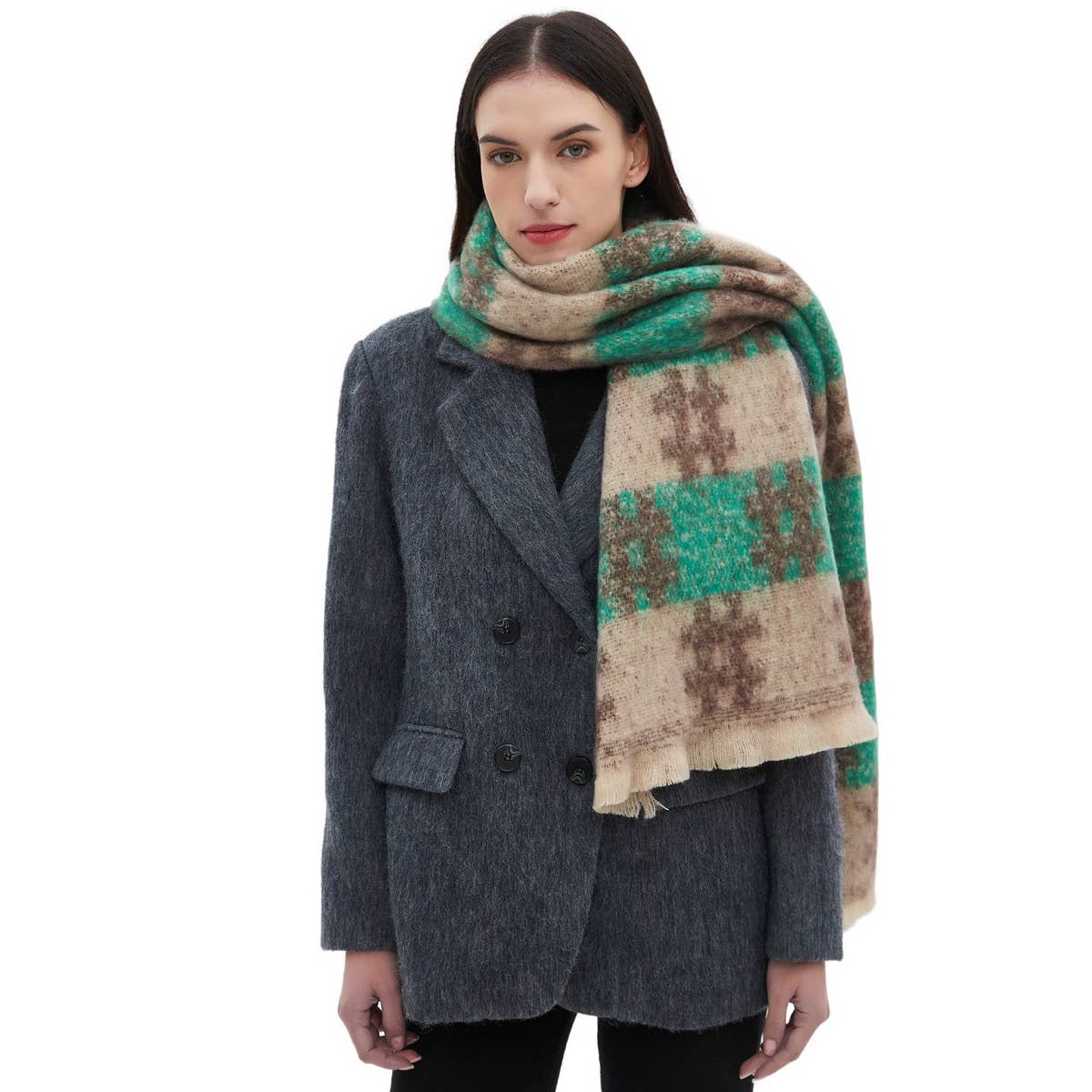 CIRCLE YARN JACQUARD SCARF UNISEX WINTER WRAP_CWASC0879