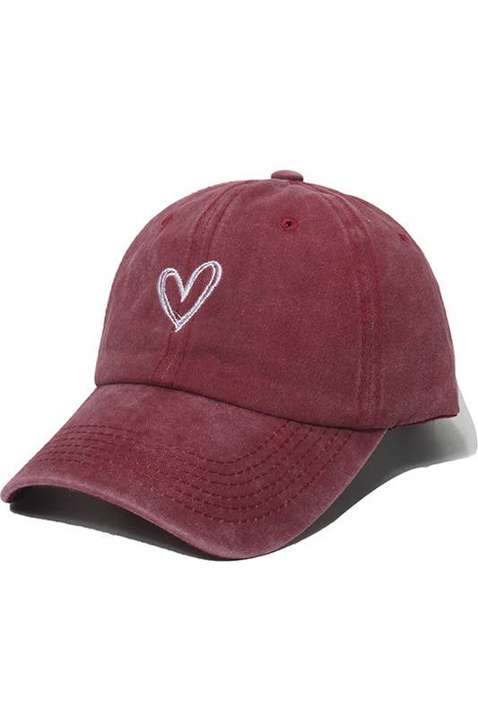 SPRING SUMMER WASH HEART BASEBALL CAP SUN HAT CWAH0012