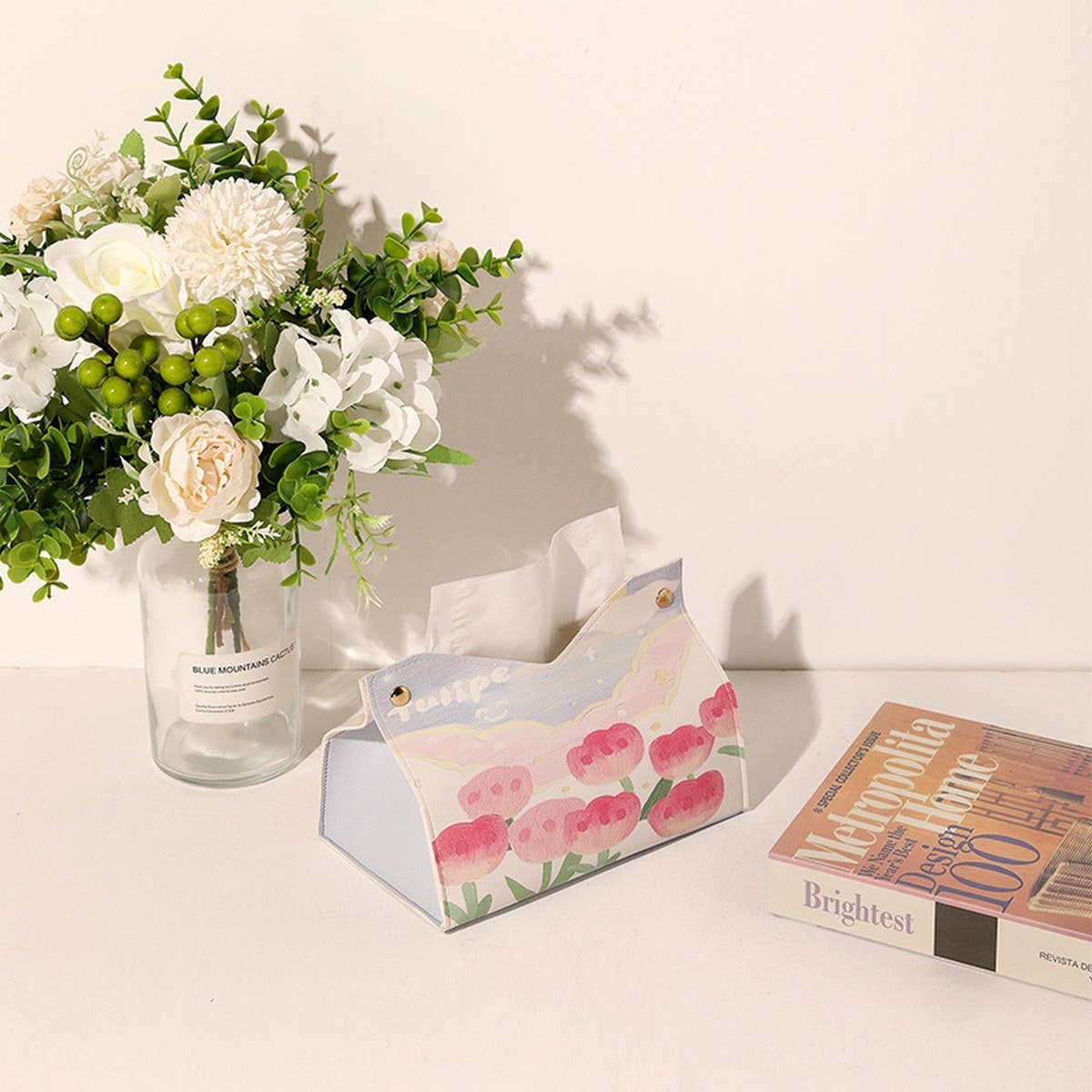 NEW HOME CAR GIRLY TEA TULIP NAPKIN STORAGE BOX_CWMM2244