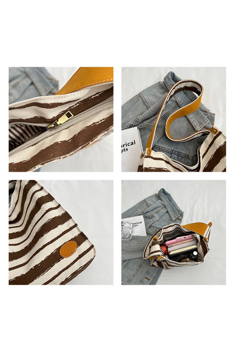 Stripe Pattern Casual Shoulder Bag_Cwab0512