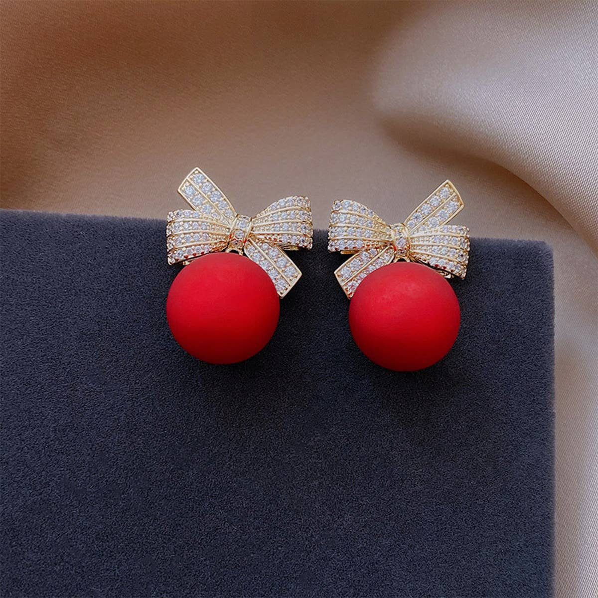 CHRISTMAS BOW RED SERIES EARRINGS_CWAJE2389