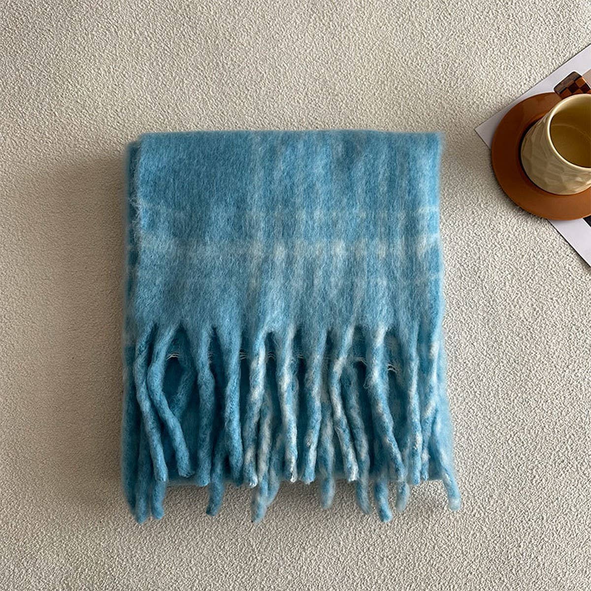 RED PLAID SCARF SOFT FAUX CASHMERE WINTER WRAP_CWASC2343