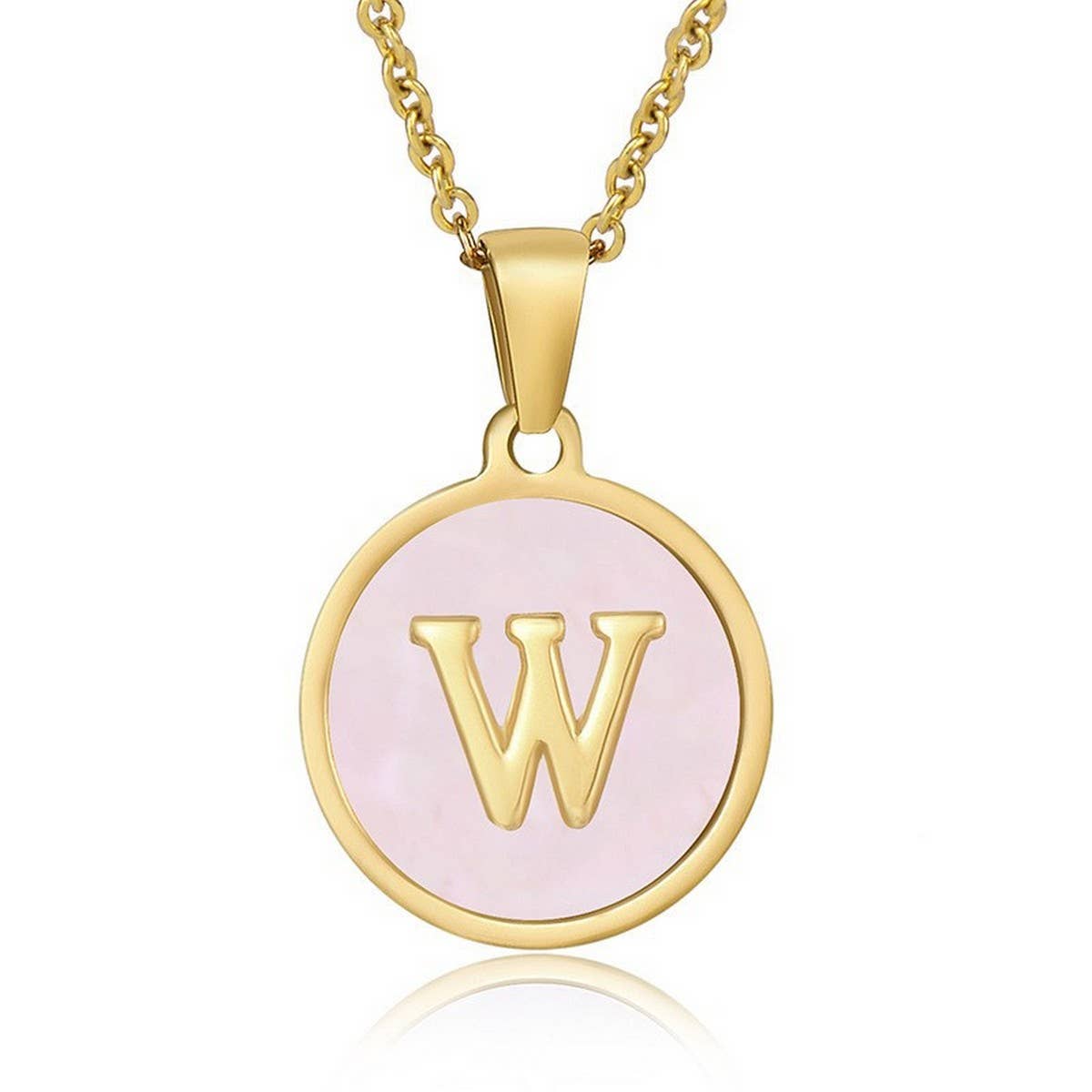 ROUND 18K GOLD STAINLESS STEEL 26LETTERS NECKLACE_CWAJE0683